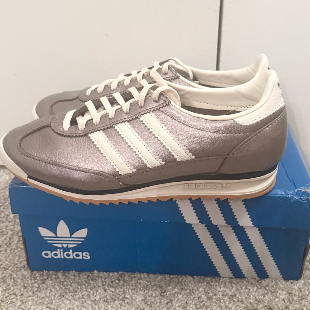 Adidas SL 72 OG Sneakers - Silver Leather Women Size 6 - Picture 7 of 9